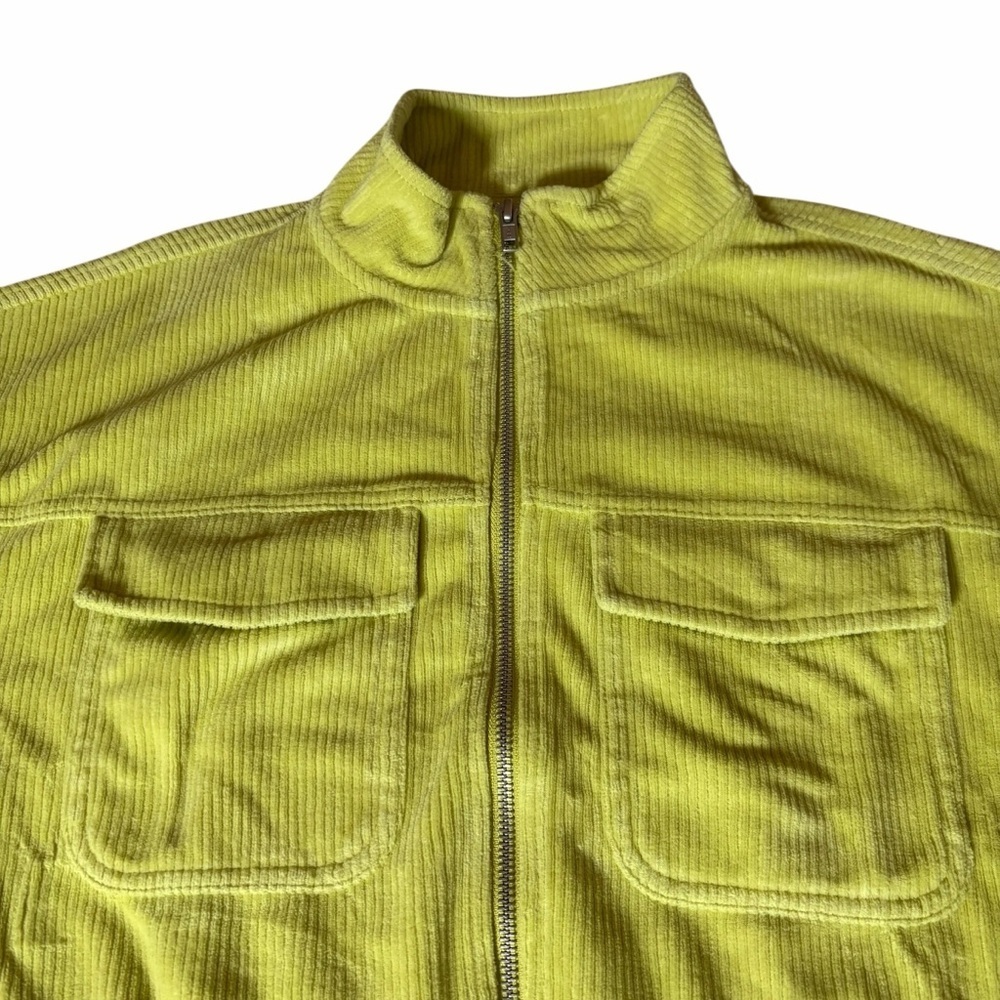 Aerie Cropped Corduroy Zip Jacket |  Bright Yellow Green | Size M - Picture 4 of 14